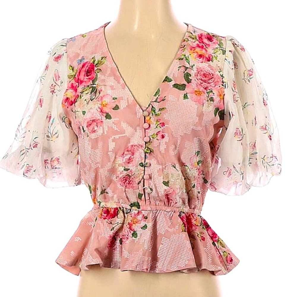 HEMANT & NANDITA Pink Floral Blouse